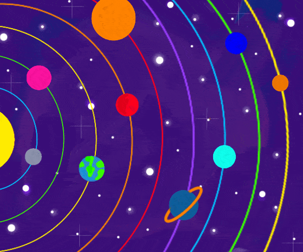 A drawing of the solar system, but a more rainbowy version. It sparkles a bit. For now, it does not do much, but maybe if you visit in a few days things may have changed, who knows